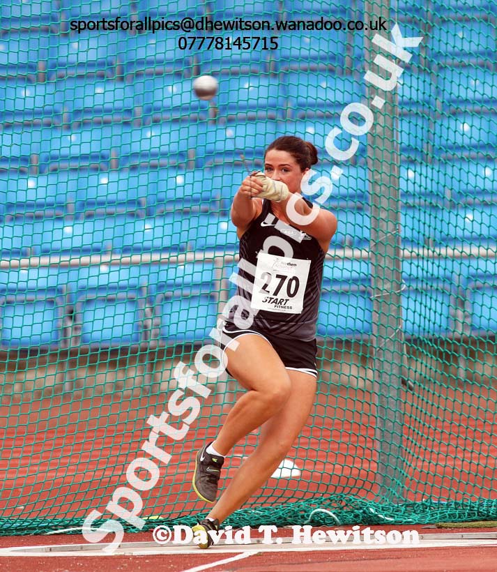 Jessica Mayho (Birchfield) senior womens hammer winner, Sport City, Manchester. Photo: David T. Hewitson/Sports for All Pics